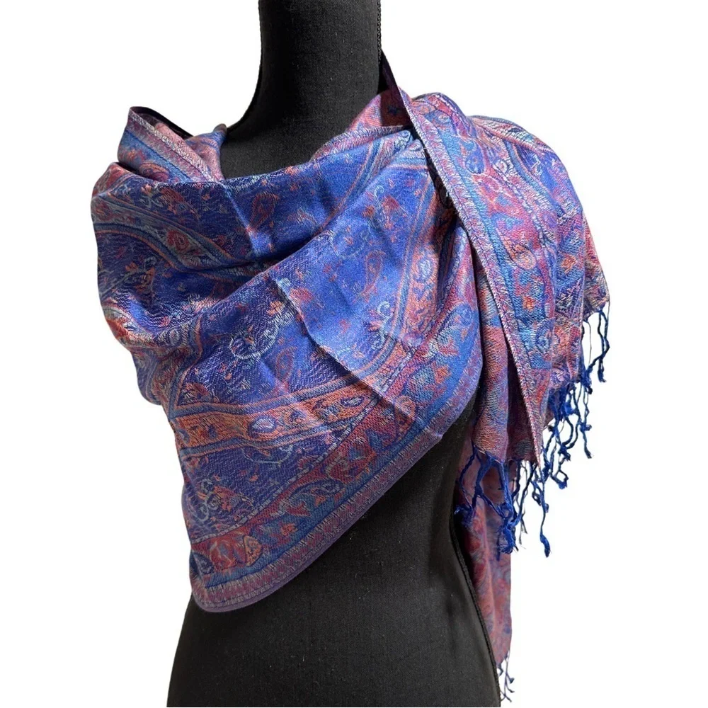 Elegant Shawl in Royal Blue - Versatile Wrap, Stole, Scarf, Veil in Soft Rayon